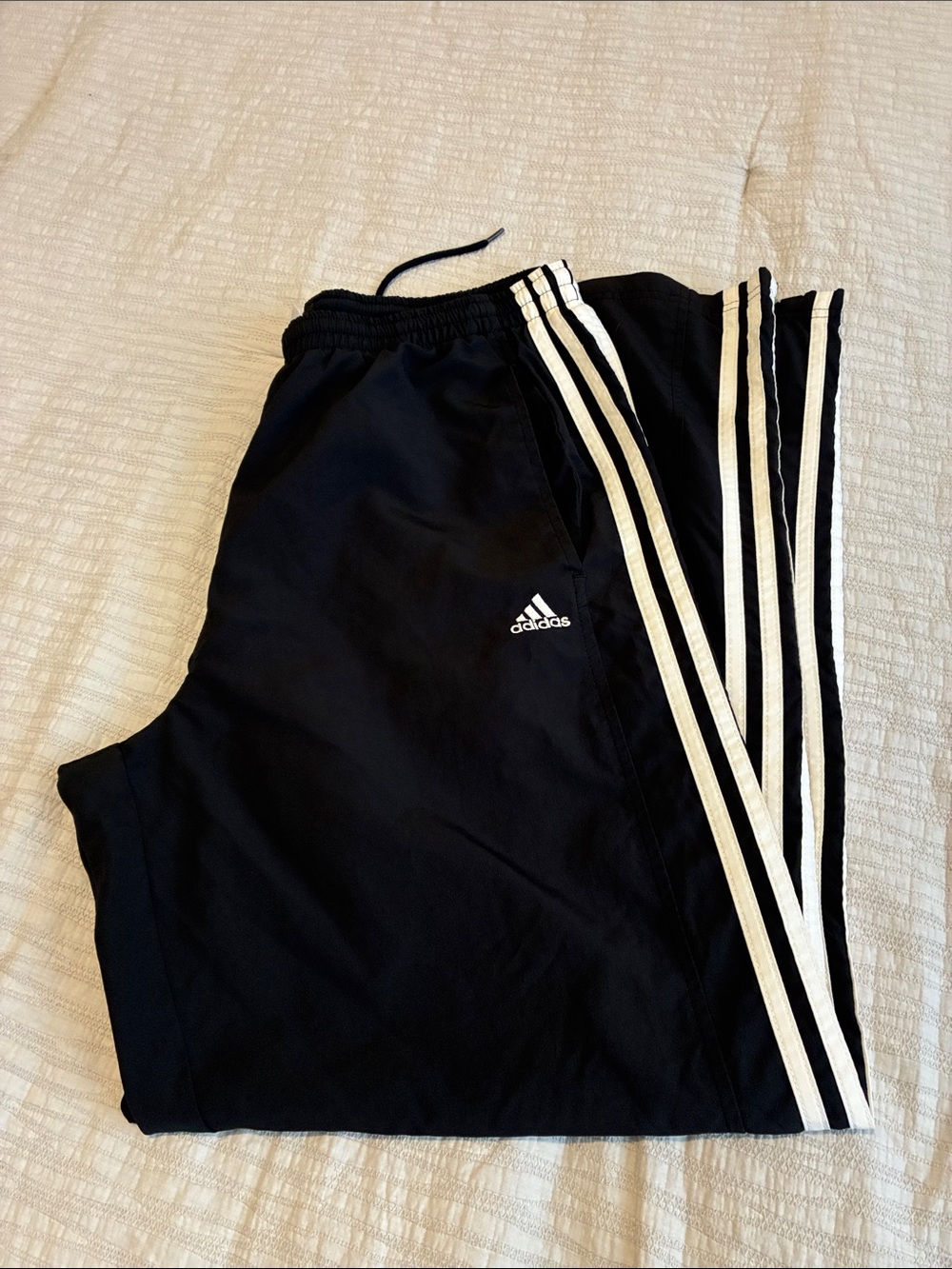 adidas Black Jogger Pants with White Three-Stripes